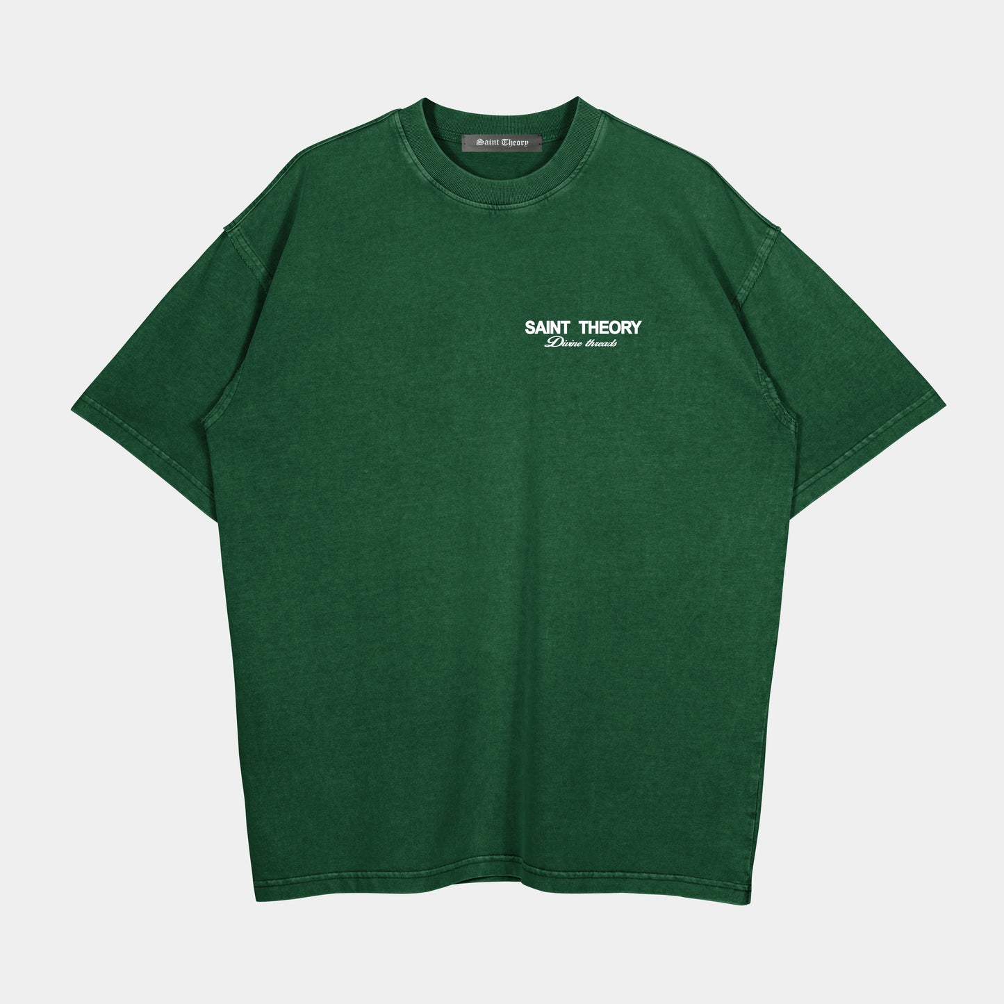 CAMISETA OVERSIZED SAINT THEORY HILOS DIVINO VERDE DESVANECIDO BLANCO 1A3A