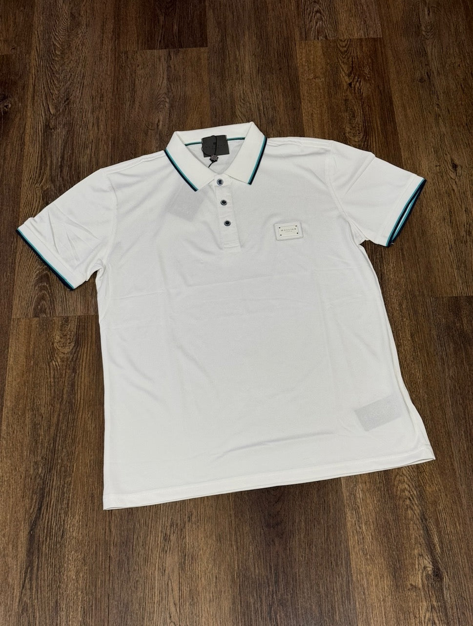 CAMISETA TIPO POLO MECLIER BLANCO CUELLO AZUL
