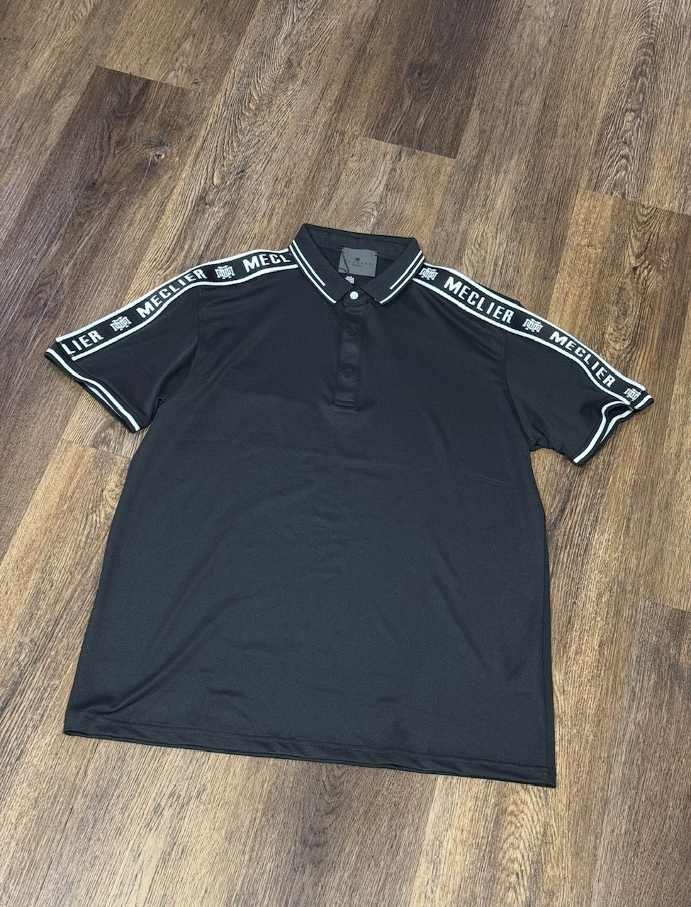 CAMISETA TIPO POLO MECLIER NEGRO LINE HOMBRO