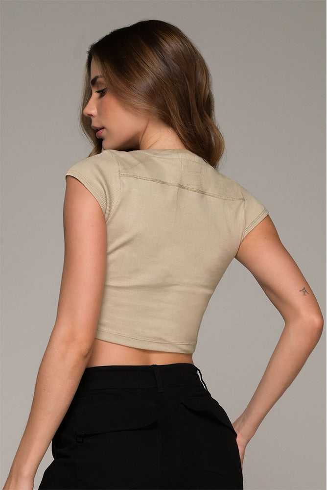 CROP TOP MACETO LISBOA BEIGE