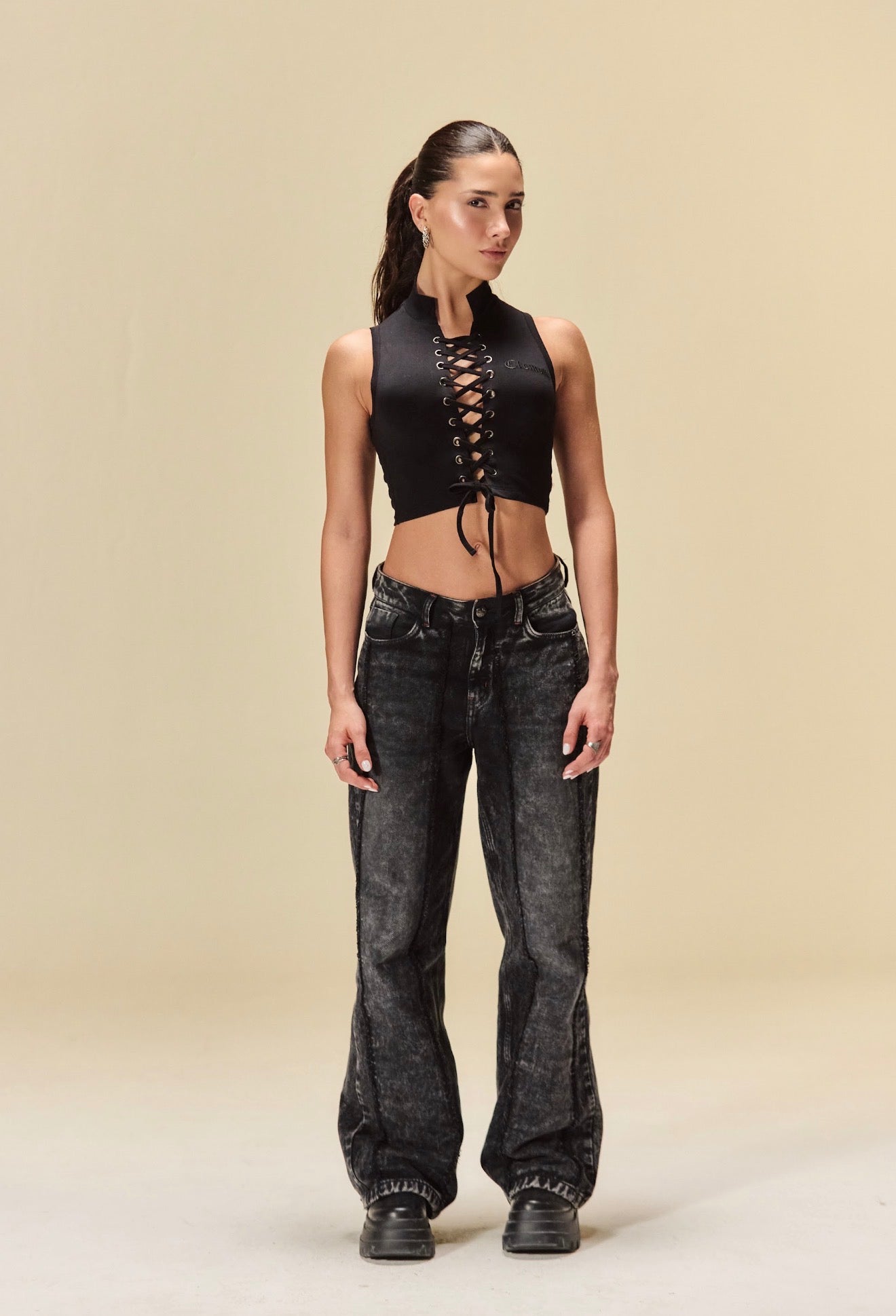 JEAN CLEMONT WIDE LEG CUORE BLACK