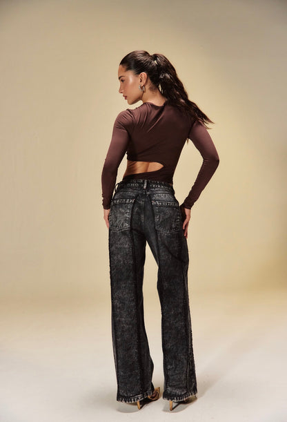 JEAN CLEMONT WIDE LEG CUORE BLACK