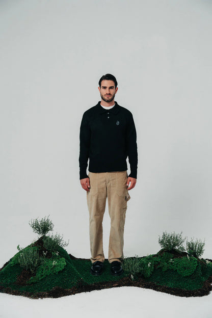 BUZO POLO BLOW UP KNITTED BLACK ST3-1100