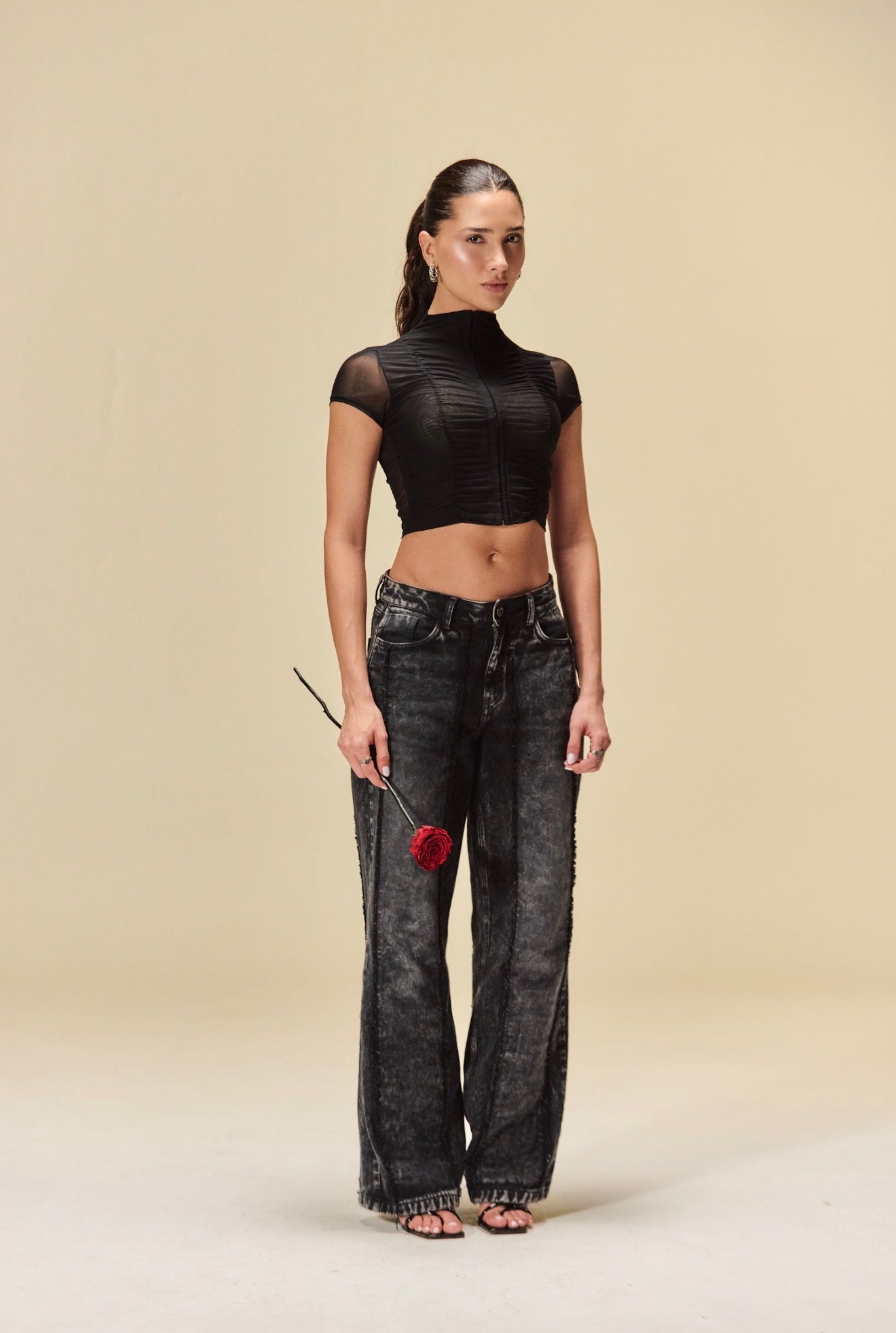 JEAN CLEMONT WIDE LEG CUORE BLACK