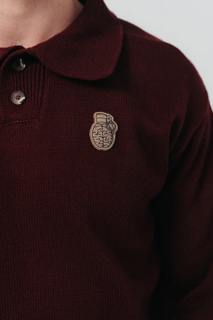 BUZO POLO BLOW UP KNITTED RED WINE ST3-3003