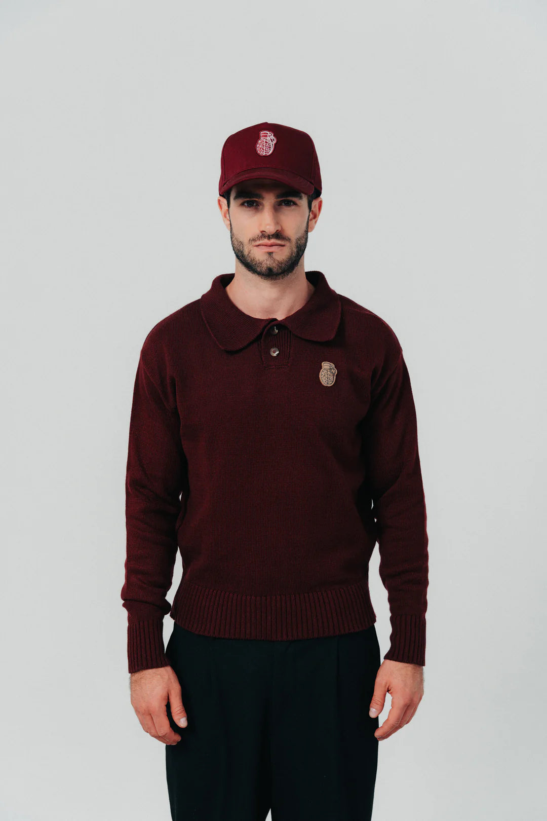 BUZO POLO BLOW UP KNITTED RED WINE ST3-3003