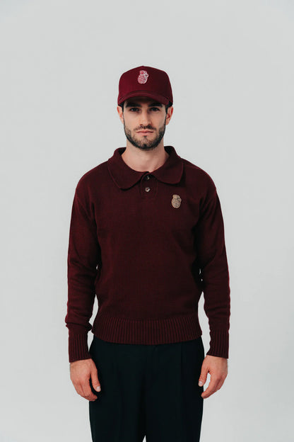 BUZO POLO BLOW UP KNITTED RED WINE ST3-3003