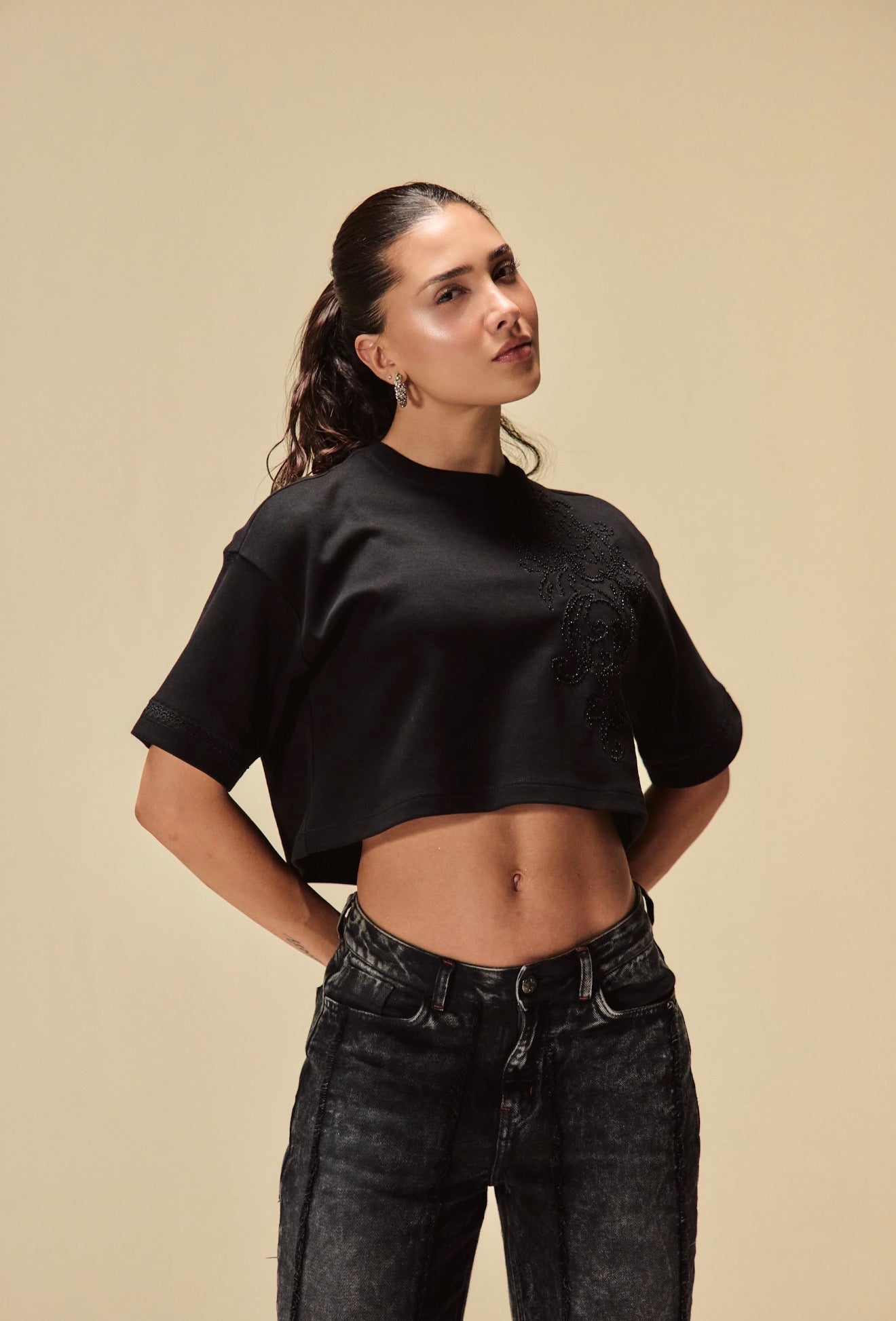 CROP TOP CLEMONT TIEPIDO BLACK