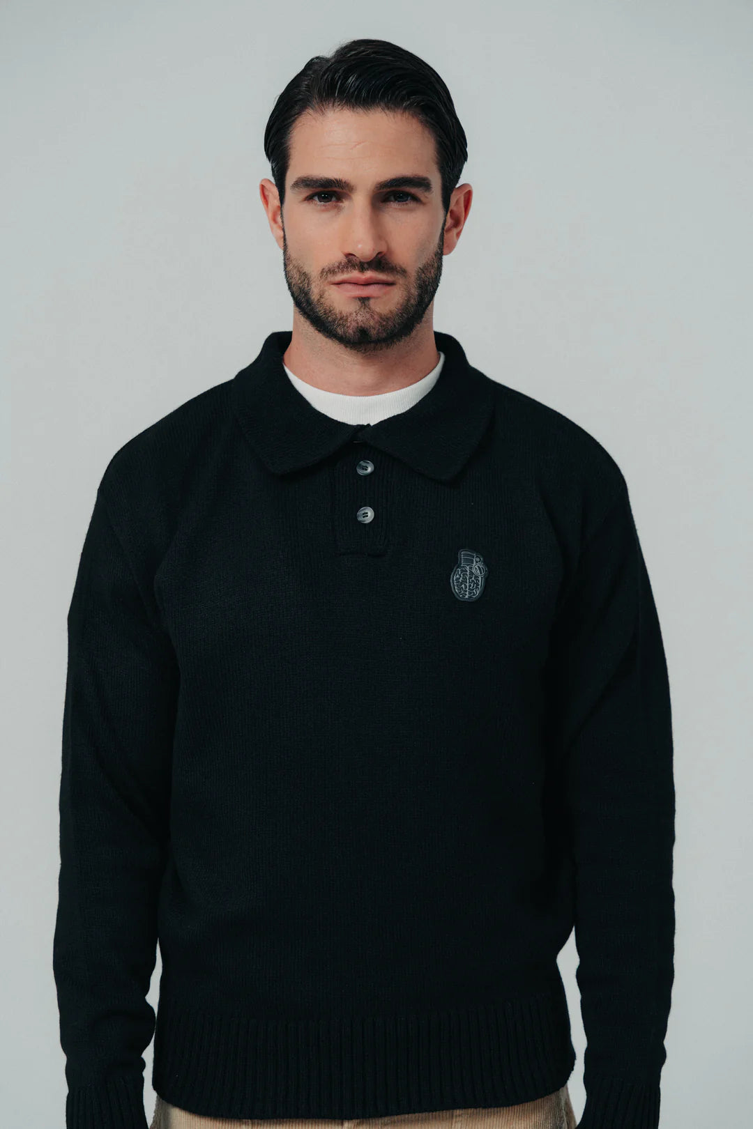 BUZO POLO BLOW UP KNITTED BLACK ST3-1100