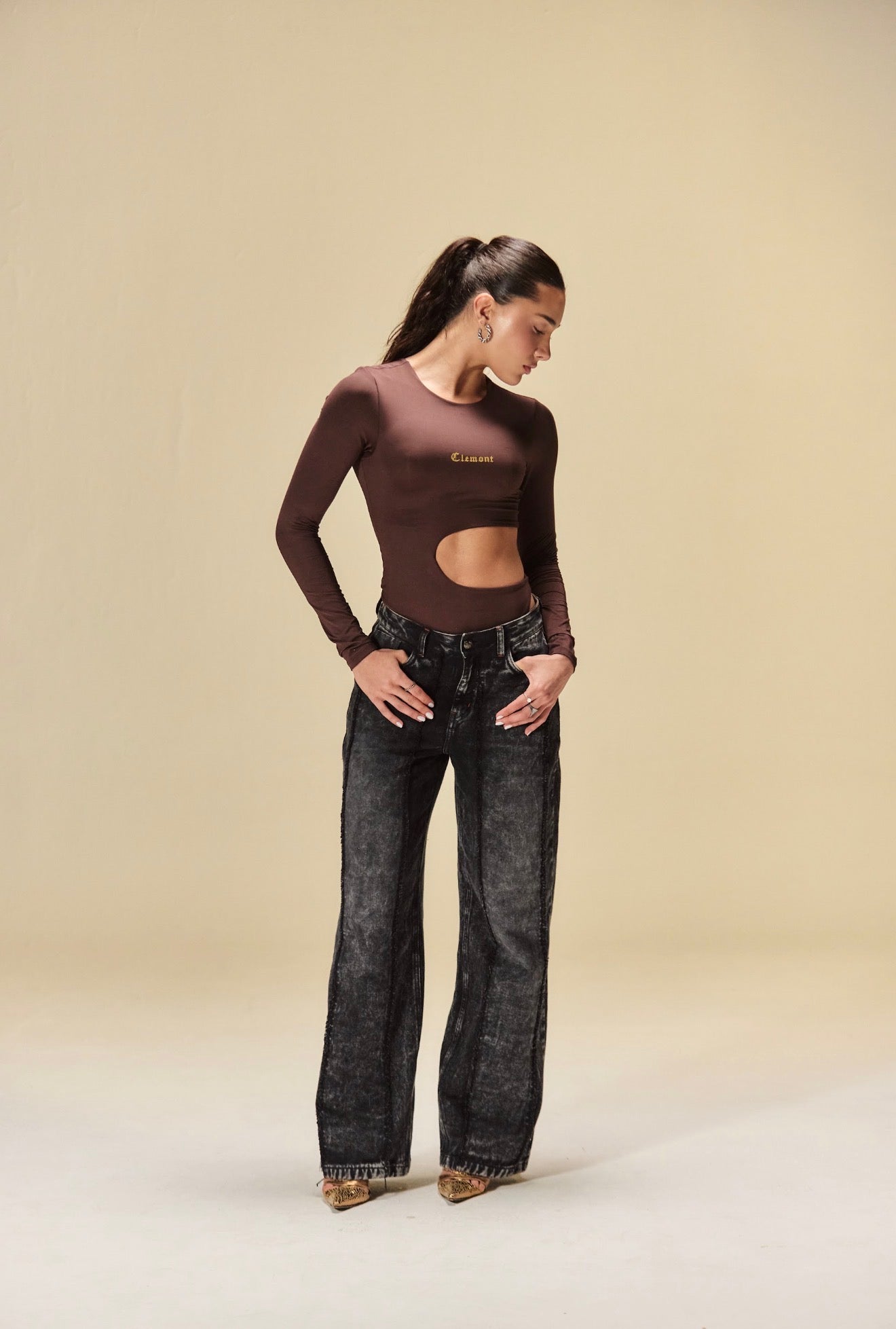 JEAN CLEMONT WIDE LEG CUORE BLACK