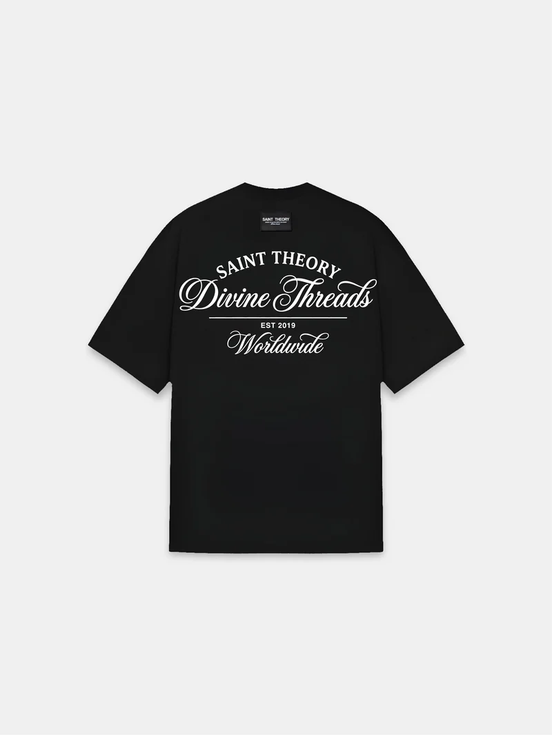 CAMISETA SAINT THEORY ESSENTIAL DIVINE THREADS CURSIVE BLACK/WHITE