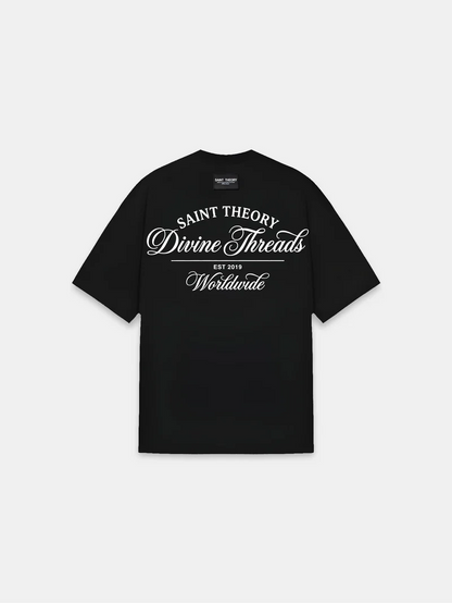 CAMISETA SAINT THEORY ESSENTIAL DIVINE THREADS CURSIVE BLACK/WHITE