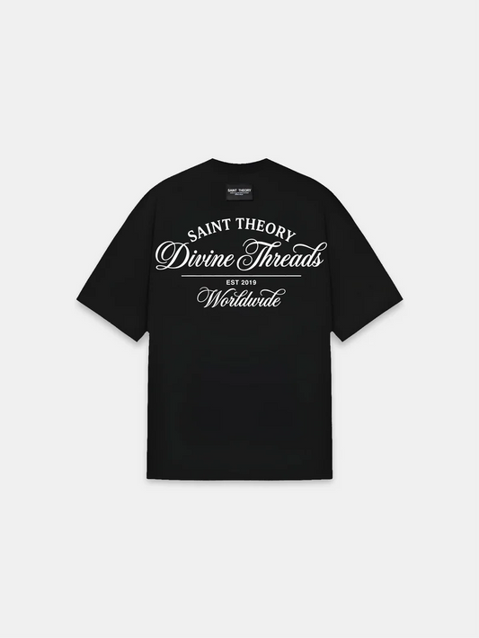 CAMISETA SAINT THEORY ESSENTIAL DIVINE THREADS CURSIVE BLACK/WHITE
