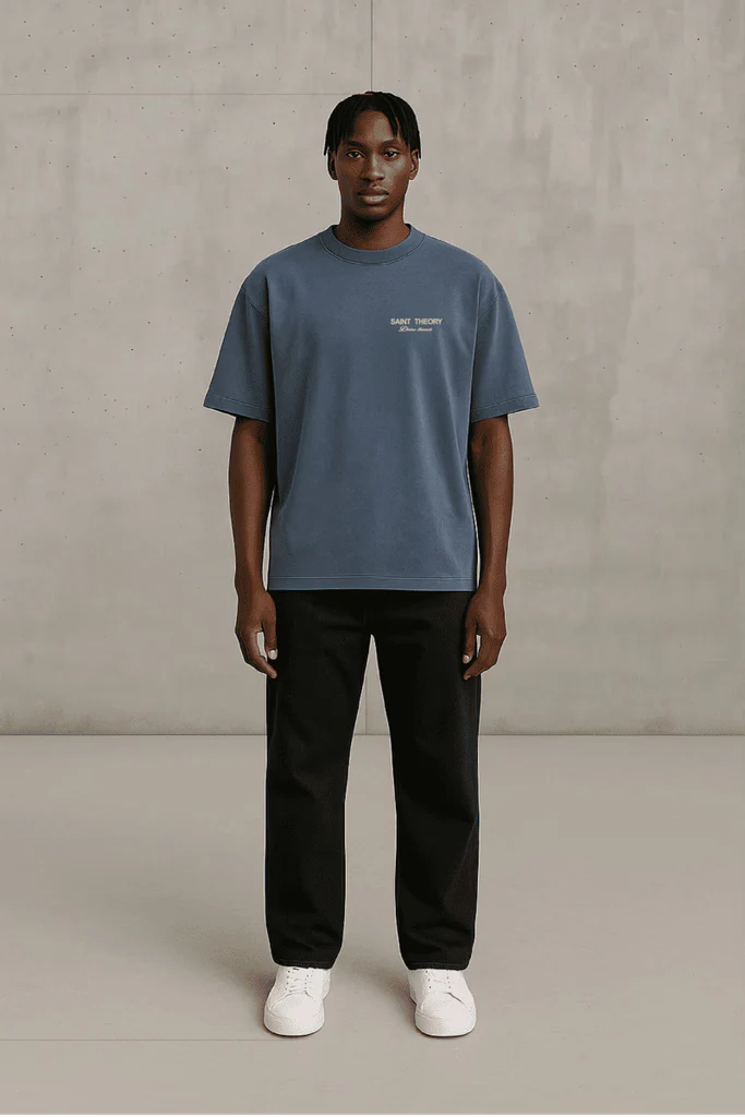 CAMISETA OVERSIZED SAINT THEORY HILOS DIVINO GRIS DESVANECIDO ROSA