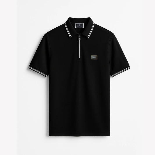 CAMISETA TIPO POLO MECLIER BASIC NEGRO PLATEADO