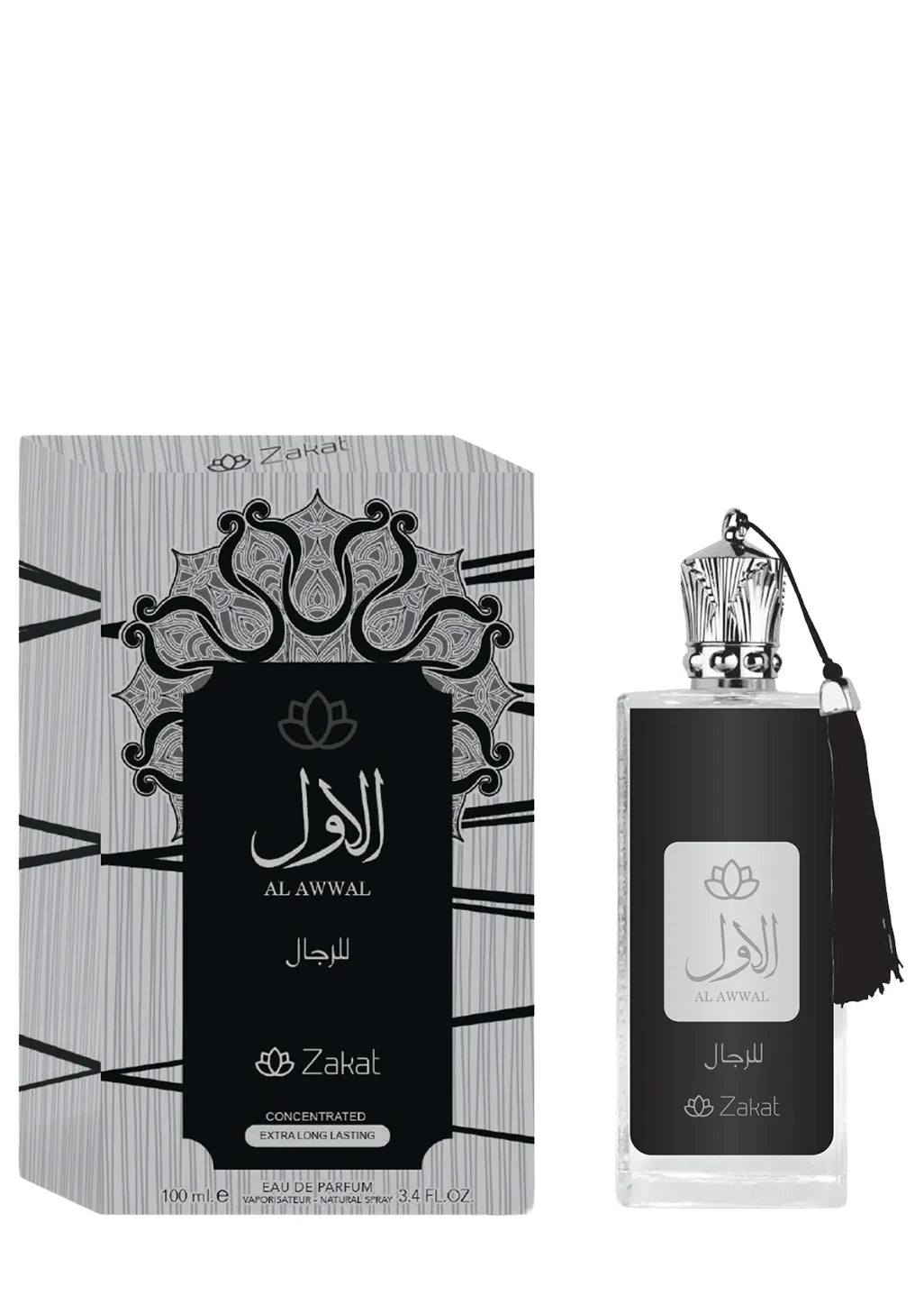 PERFUME ZAKAT AL AWWAL LIL RIJAL NEGRO PLATEADO 3,4 OZ HM