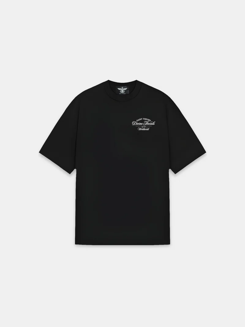 CAMISETA SAINT THEORY ESSENTIAL DIVINE THREADS CURSIVE BLACK/WHITE