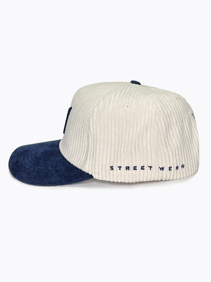 GORRA MACETO CORDUROY CRUDO AZUL