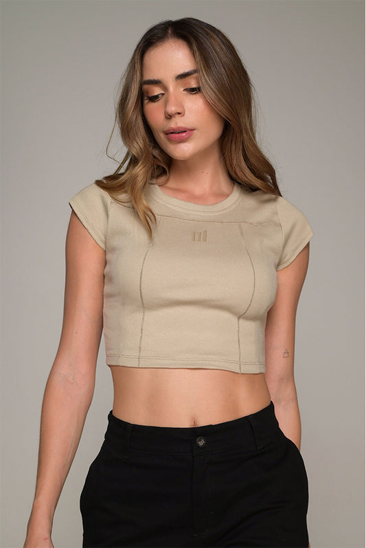 CROP TOP MACETO LISBOA BEIGE
